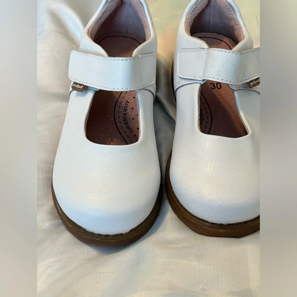 Pediped Flex Ann White Leather Shoes Little Girl US 12.5-13 EU 30 Church Wedding